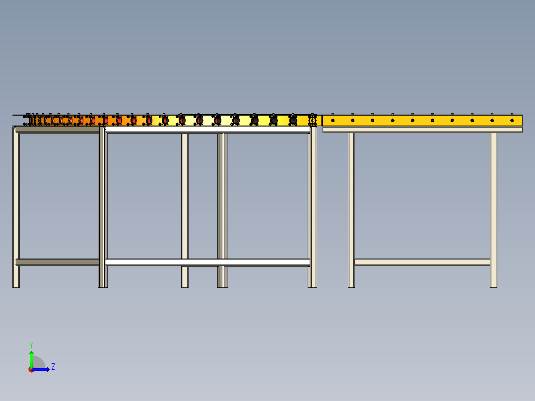 滚筒回程输送机 180°转弯roller-return-conveyor-180-X_T左视图