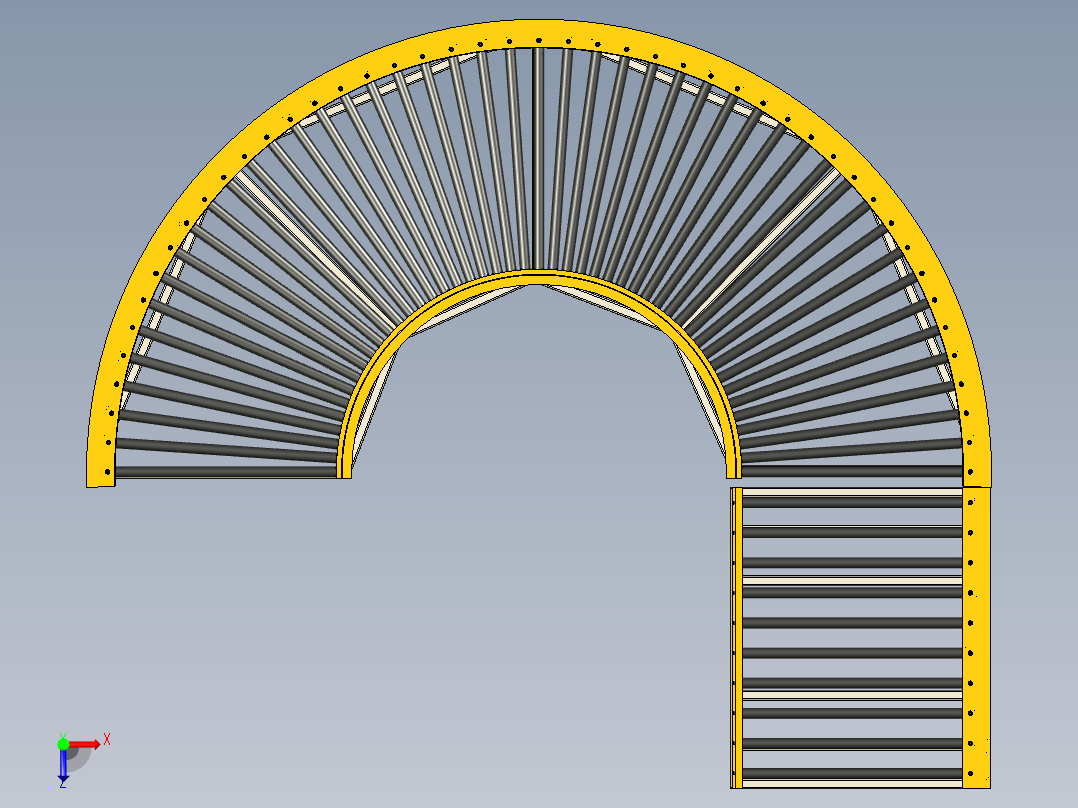 滚筒回程输送机 180°转弯roller-return-conveyor-180-X_T俯视图