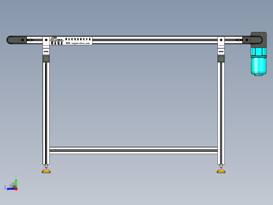 LE-XC4040-左直连驱动轻载皮带线-负载40kg右视图