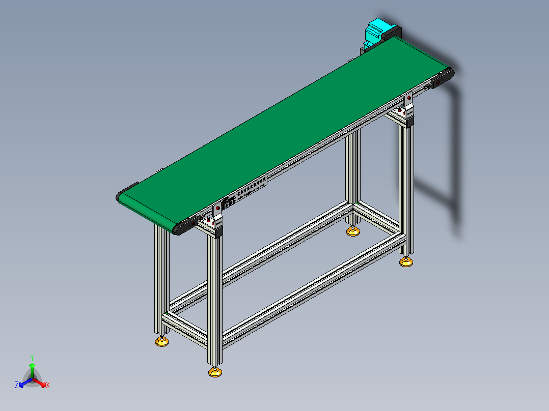 LE-XC4040-左直连驱动轻载皮带线-负载40kg正等轴测图