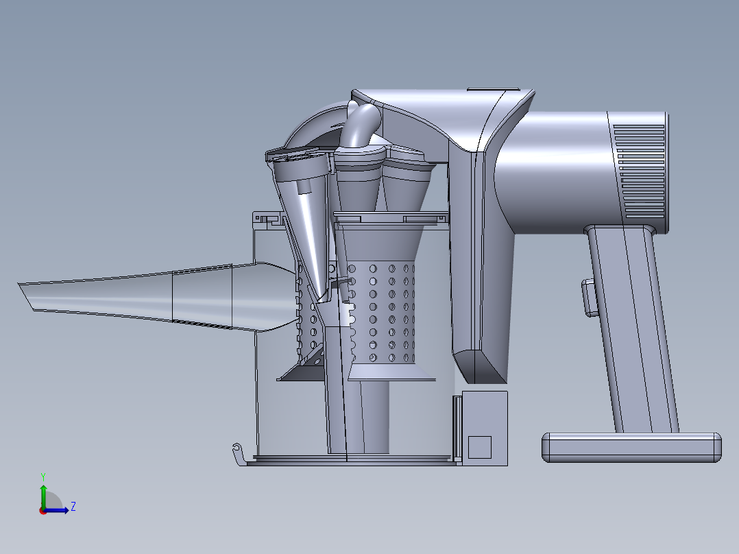 手持式车用多功能吸尘器结构设计（含三维图+仿真动画）381165==300ku左视图