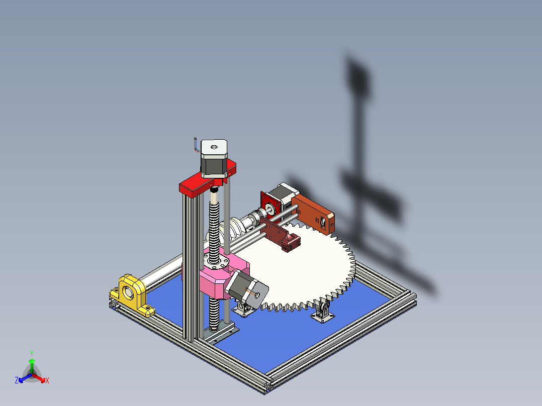 采用旋转技术的2.5D打印机正等轴测图