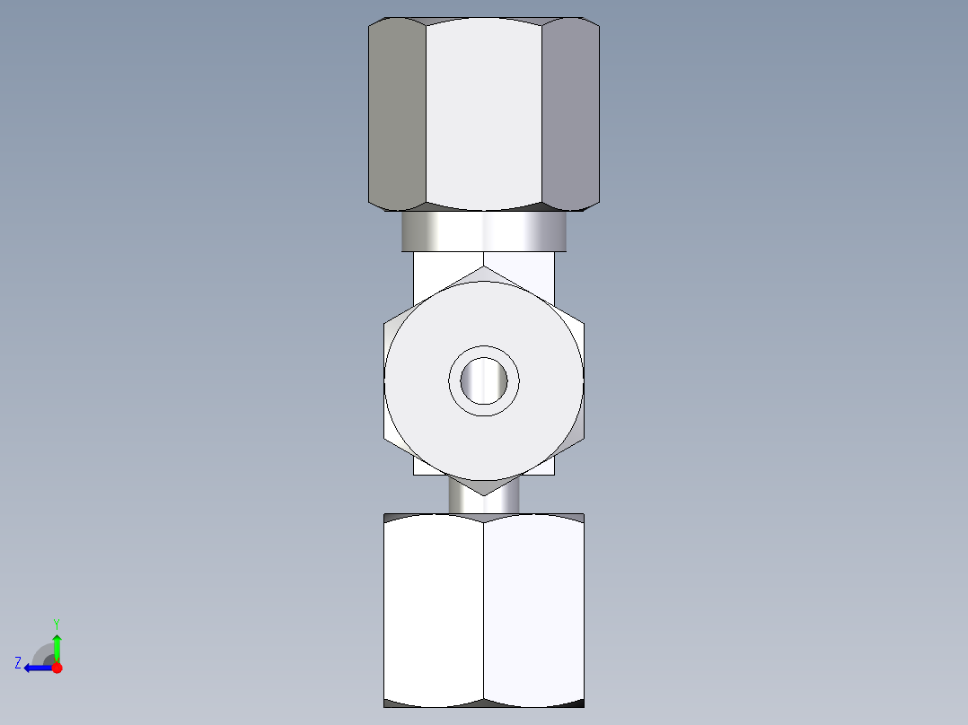 卡套式工业通用硬管接头EO_Standpipe_run_tee_EVL06S71右视图