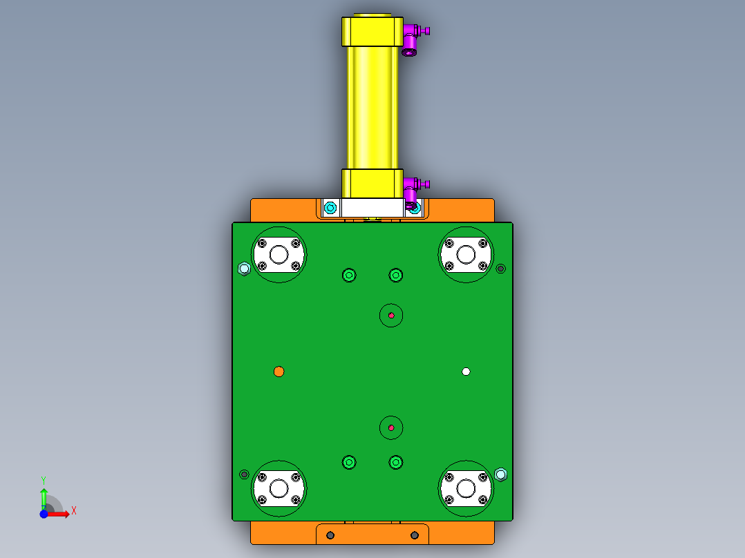楔块斜块顶升机构前视图
