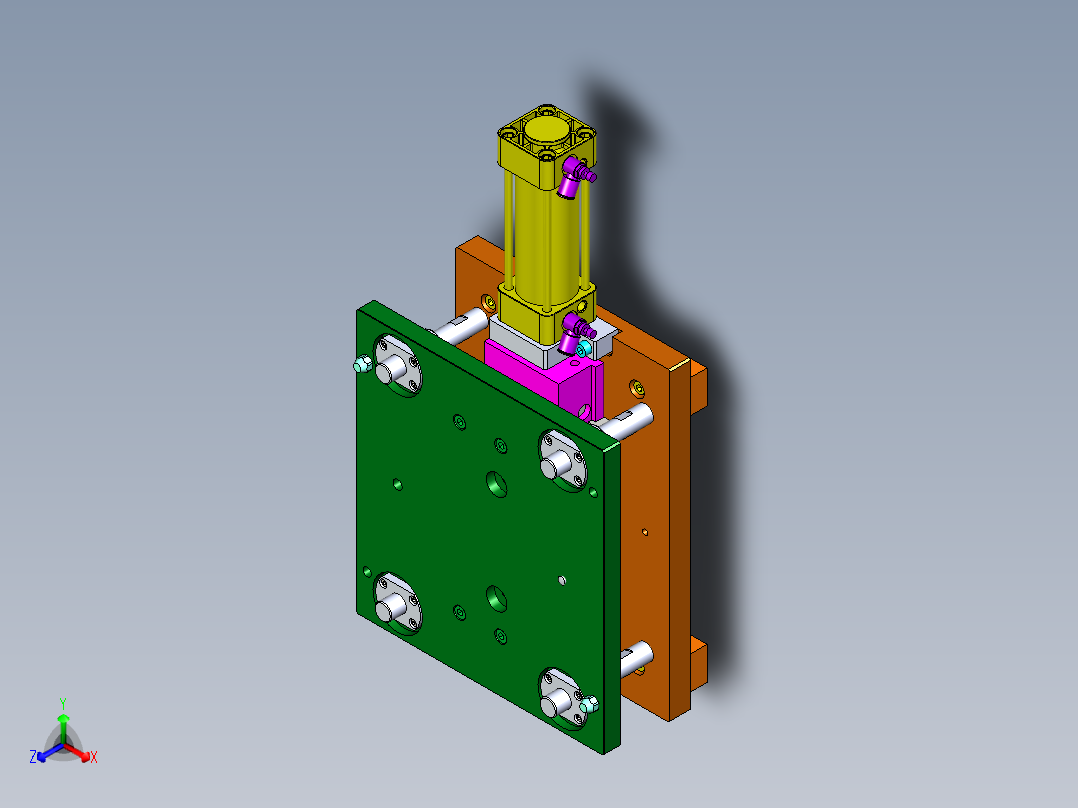 楔块斜块顶升机构正等轴测图
