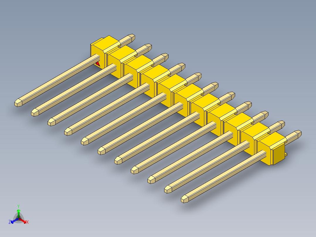 彩色公头100mil（2.54mm）系列-DS1021_yellow_1x11p_100mil_Type5_rev1.0