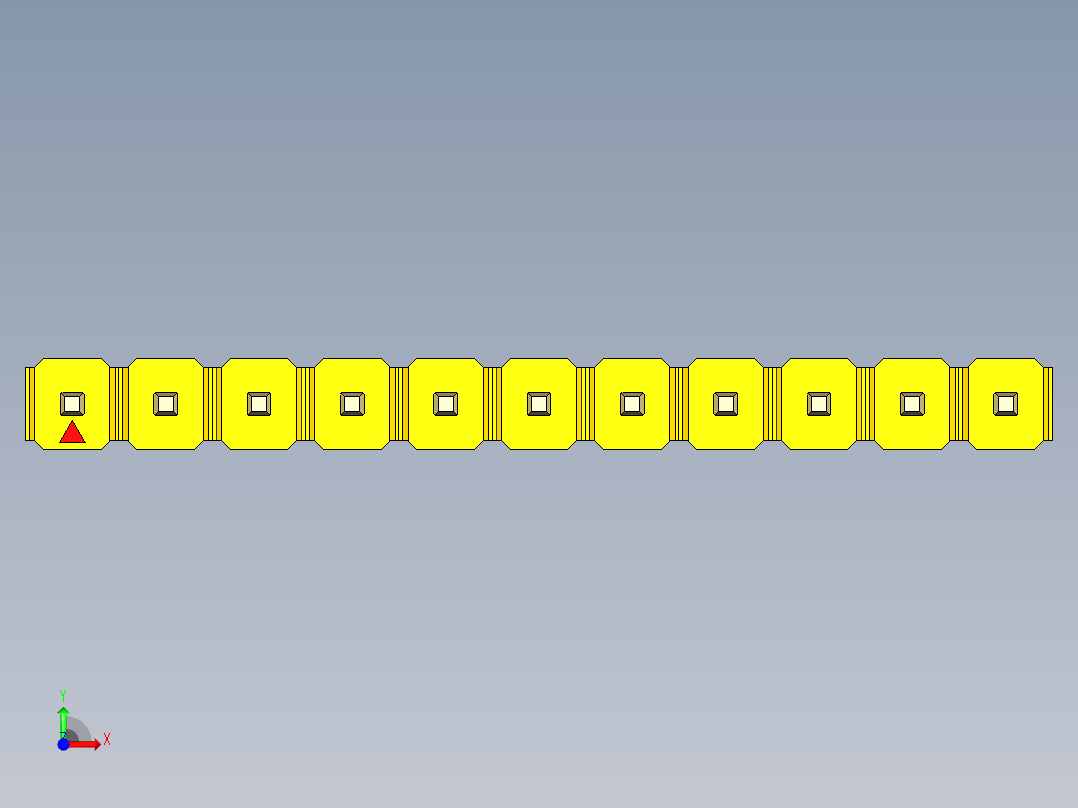 彩色公头100mil（2.54mm）系列-DS1021_yellow_1x11p_100mil_Type5_rev1.0前视图