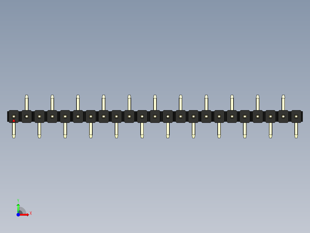 彩色公排针 100mil 2.54mm 系列-DS1022_black_23p_100mil_Type_SMT_R2_rev1.0前视图