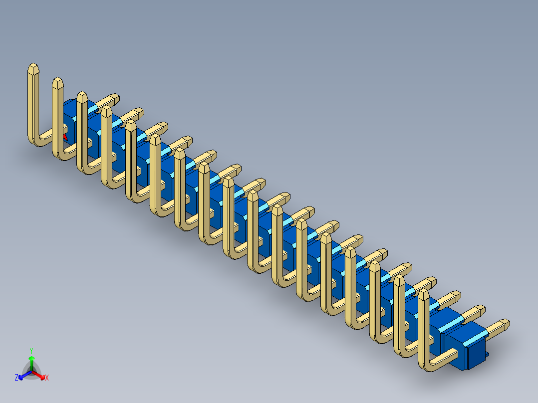 彩色公排针 100mil 2.54mm 系列-DS1022_blue_17p_100mil_TypeU_rev1.0