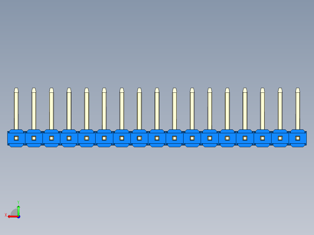彩色公排针 100mil 2.54mm 系列-DS1022_blue_17p_100mil_TypeU_rev1.0后视图