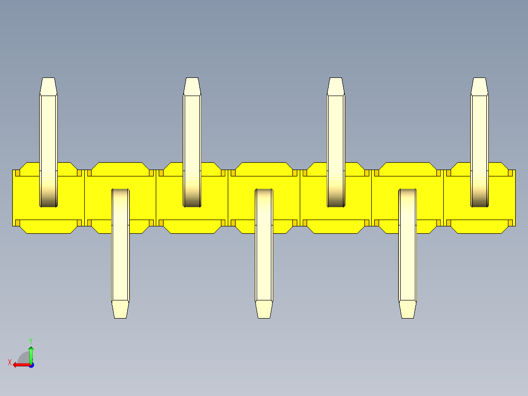 彩色公排针 100mil 2.54mm 系列-DS1022_yellow_07p_100mil_Type_SMT_R1_rev1.0后视图