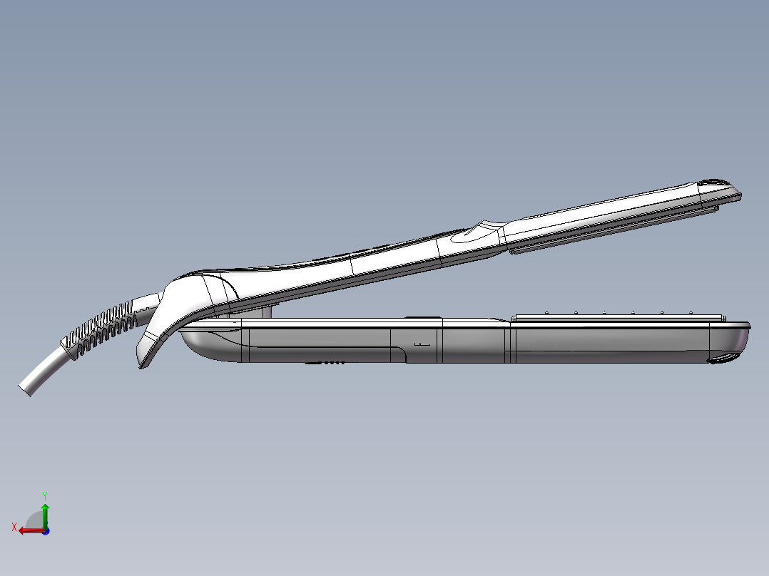 直发棒卷发器三维模型后视图