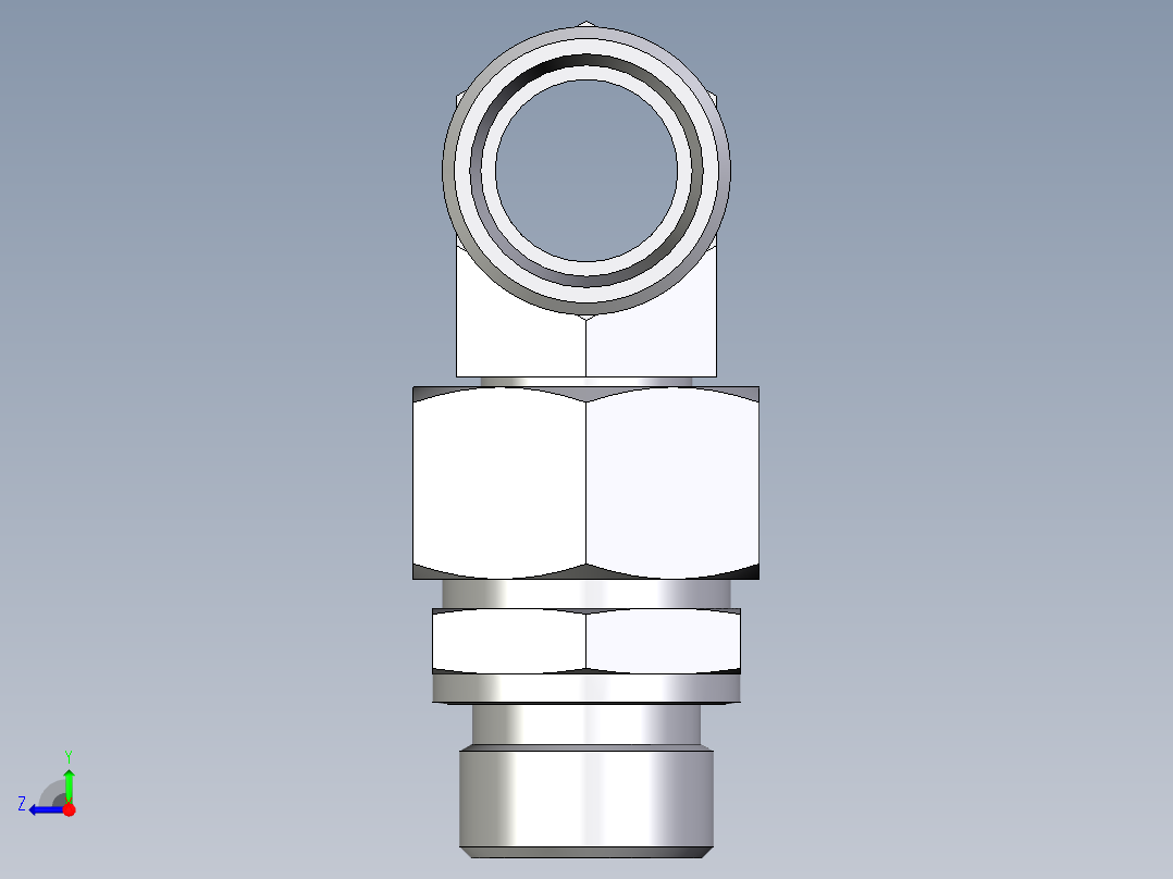 卡套式工业通用硬管接头EO_Assembled_adjustable_standpipe_branch_tee_EVT22LROMD71右视图