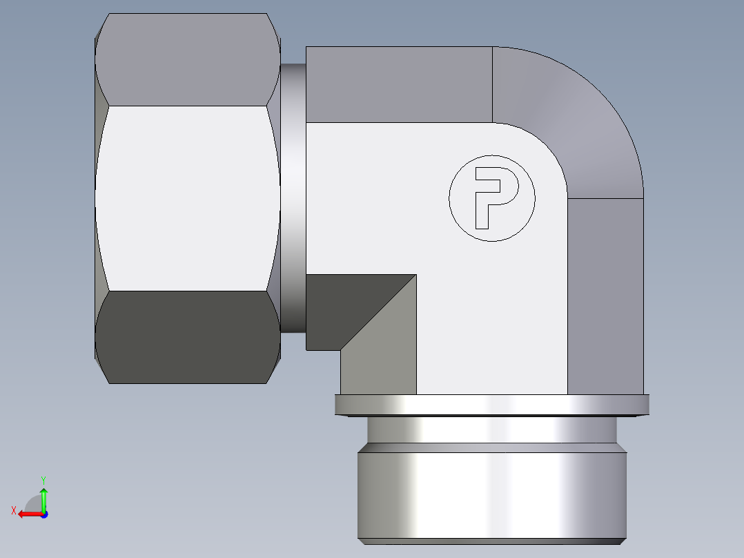卡套式工业通用硬管接头EO_Male_stud_elbow_WE30SM71后视图