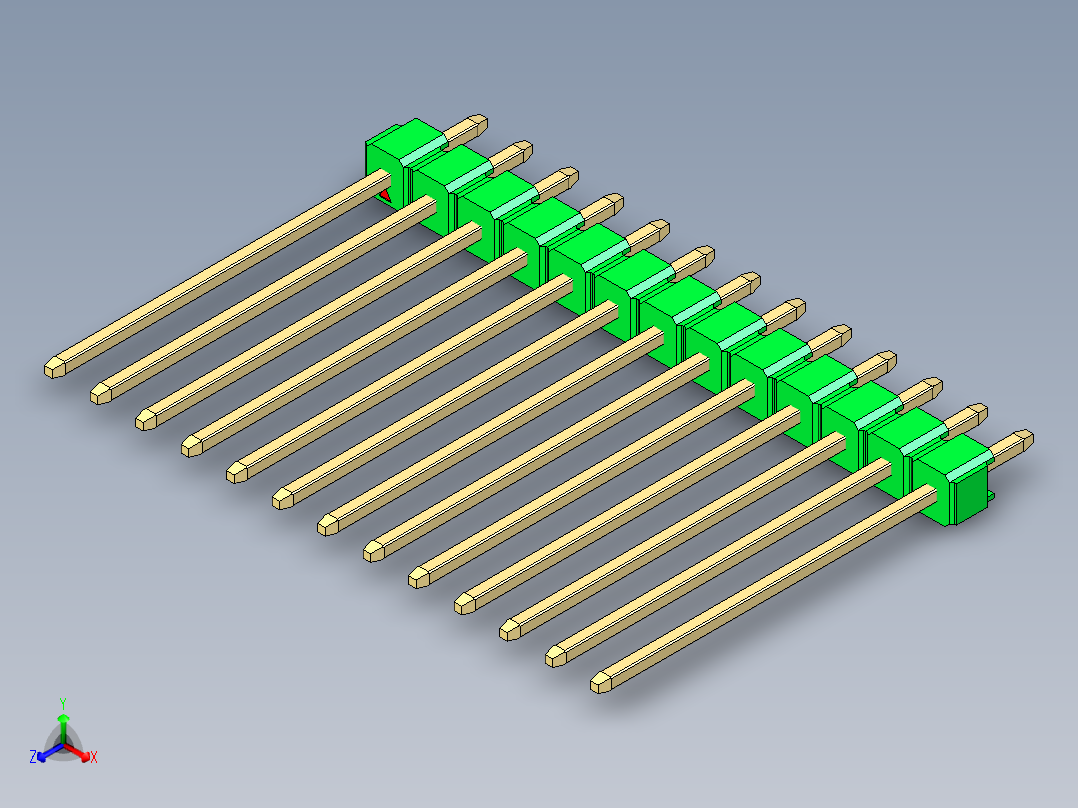 彩色公头100mil（2.54mm）系列-DS1021_green_1x13p_100mil_Type19_rev1.0