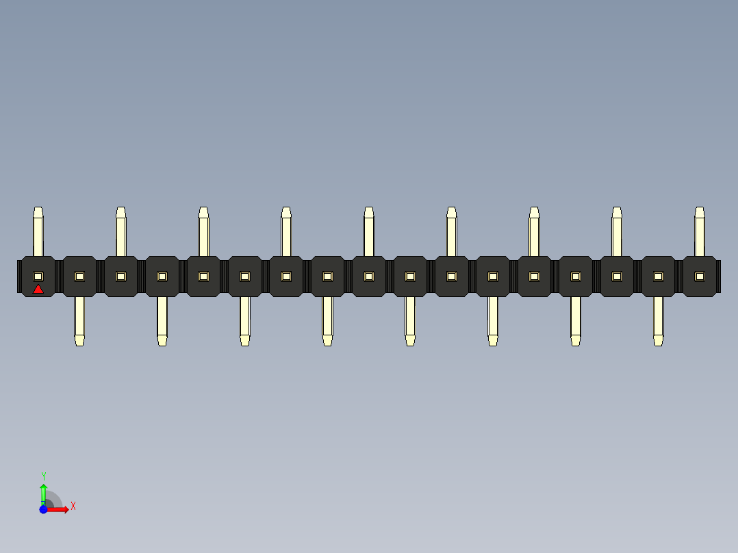 彩色公排针 100mil 2.54mm 系列-DS1022_black_17p_100mil_Type_SMT_R1_rev1.0前视图