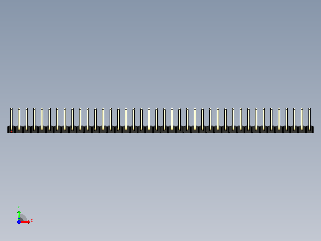 彩色公排针 100mil 2.54mm 系列-DS1022_black_40p_100mil_TypeU_rev1.0前视图