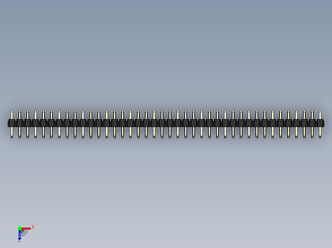 彩色公排针 100mil 2.54mm 系列-DS1022_black_40p_100mil_TypeU_rev1.0俯视图