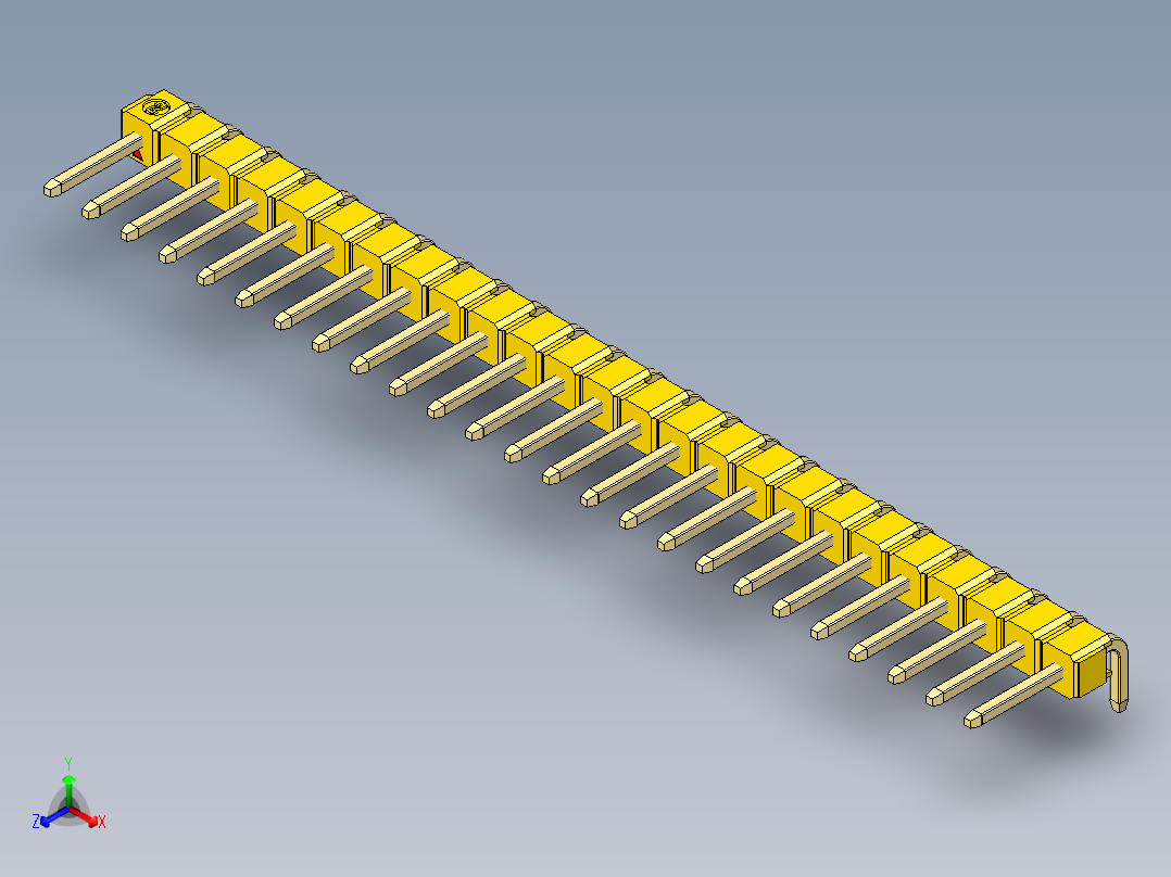 彩色公排针 100mil 2.54mm 系列-DS1022_yellow_1x25p_100mil_TypeD_rev1.0