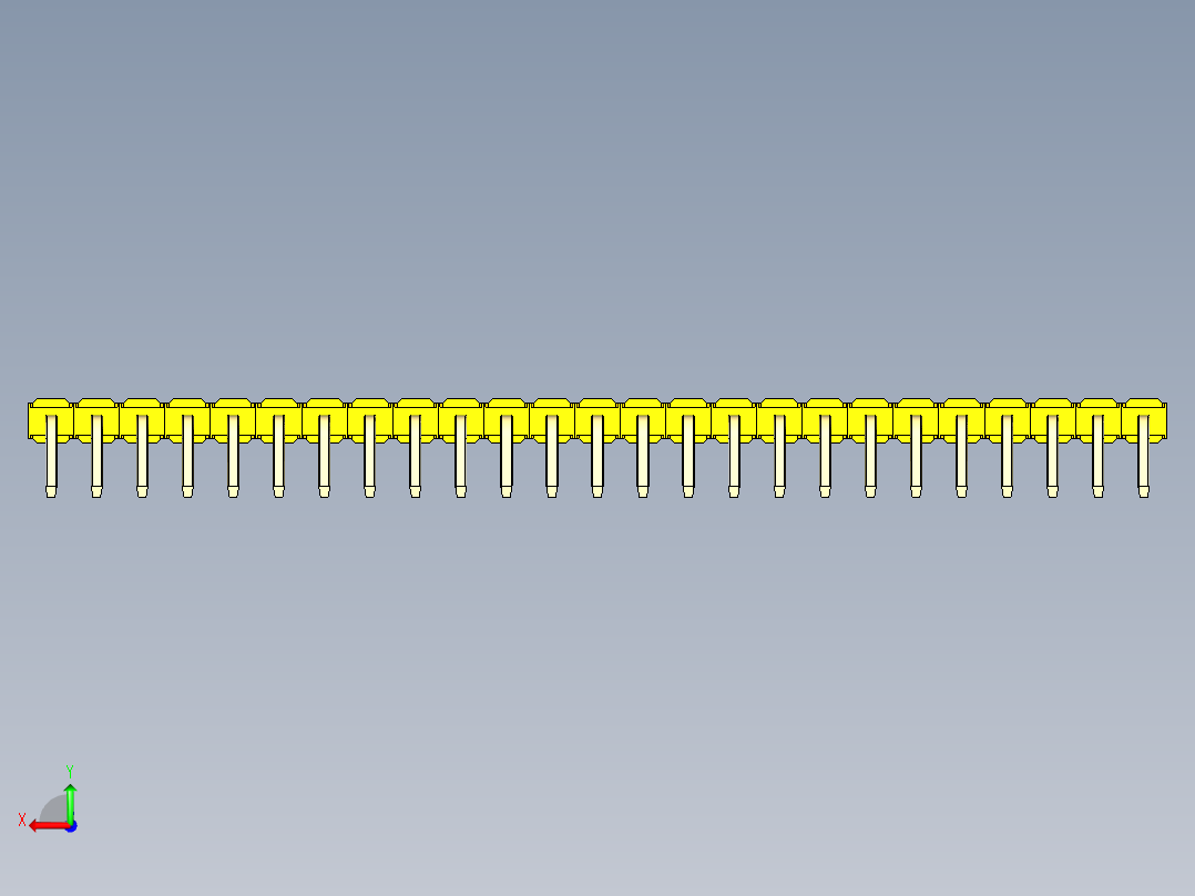 彩色公排针 100mil 2.54mm 系列-DS1022_yellow_1x25p_100mil_TypeD_rev1.0后视图