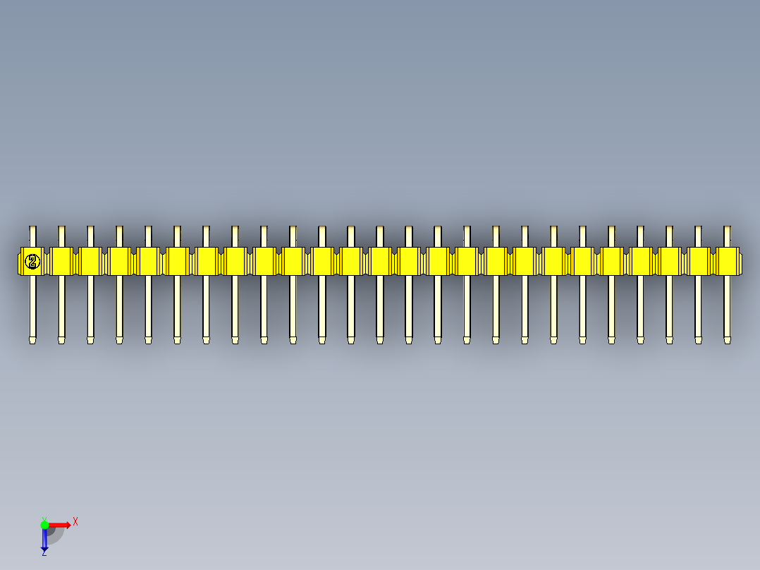 彩色公排针 100mil 2.54mm 系列-DS1022_yellow_1x25p_100mil_TypeD_rev1.0俯视图