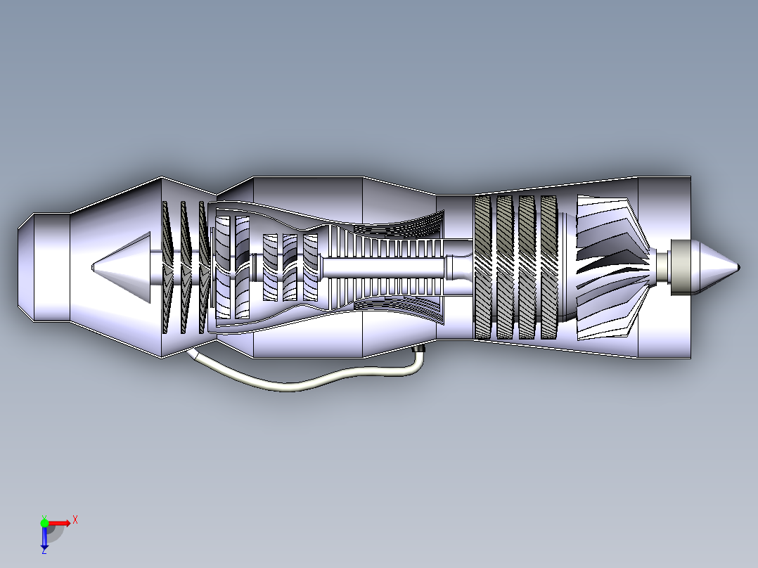 发动机涡轮330---模型格式为 catia俯视图