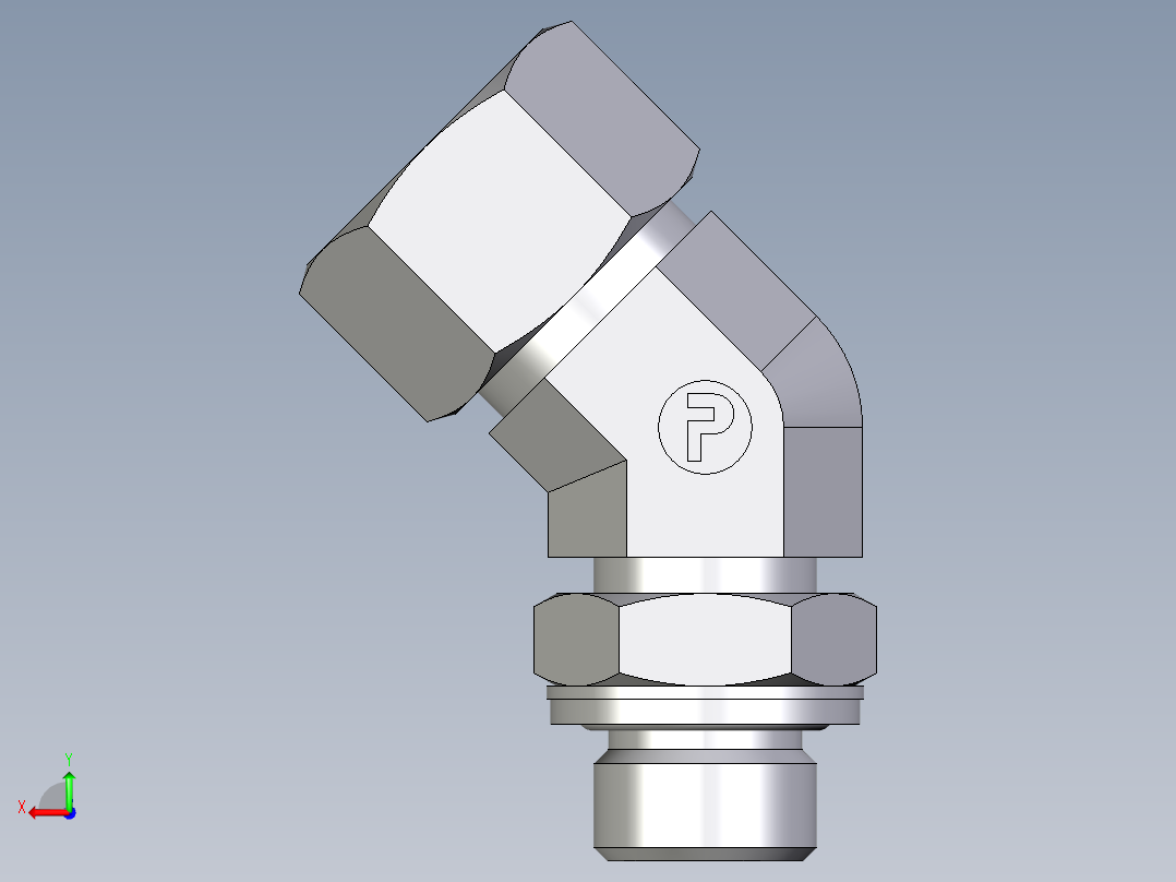 卡套式工业通用硬管接头EO_Adjustable_locknut_45_deg_elbow_VEE15LMCF后视图