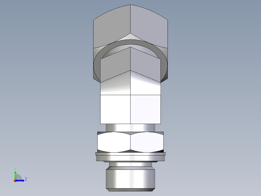 卡套式工业通用硬管接头EO_Adjustable_locknut_45_deg_elbow_VEE15LMCF左视图