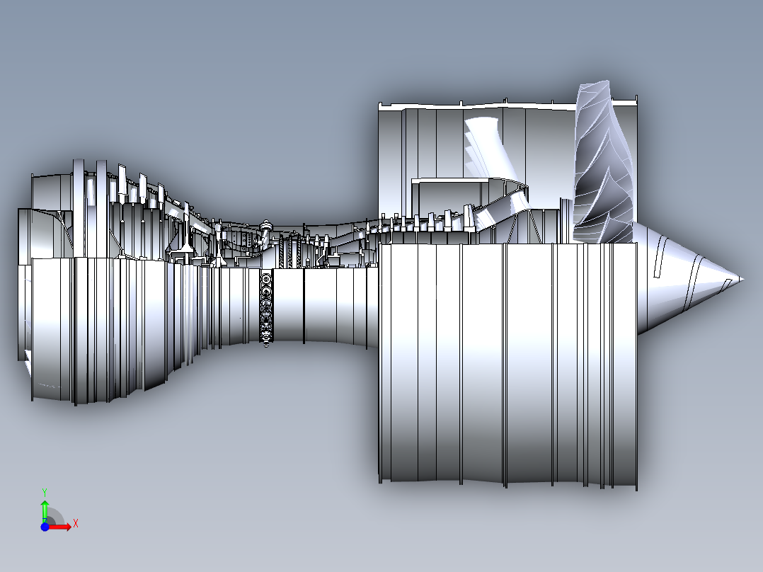 涡扇发动机测试3D模型前视图