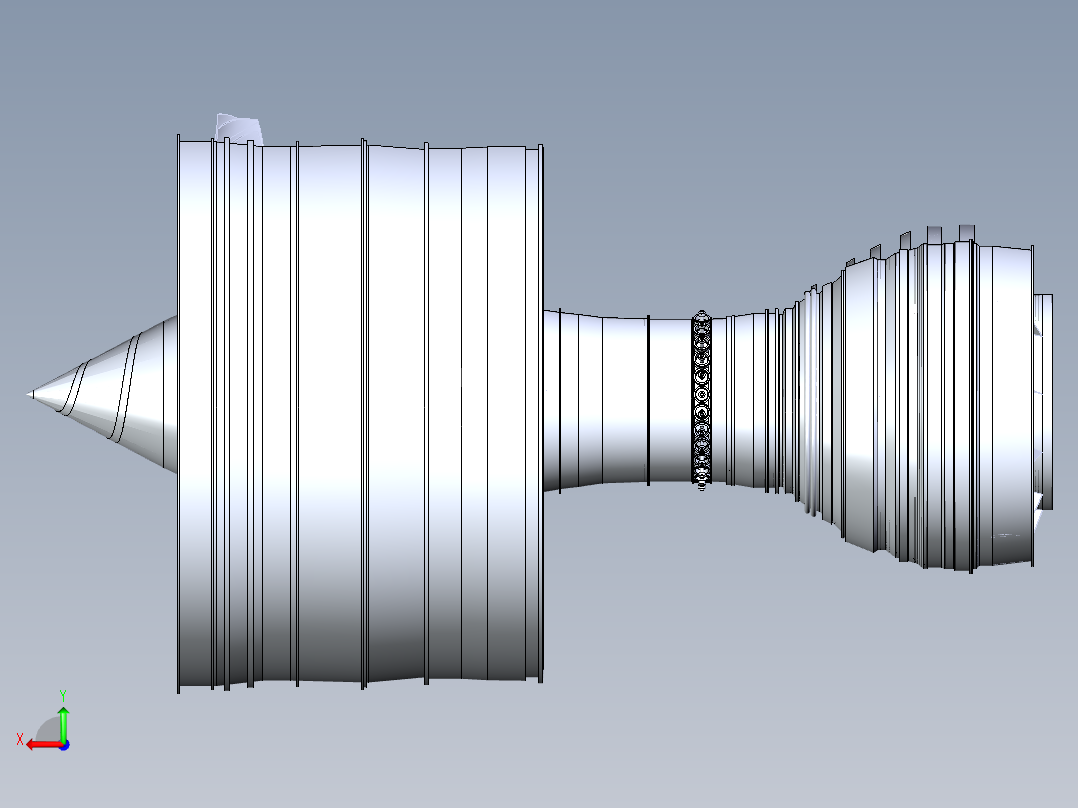 涡扇发动机测试3D模型后视图