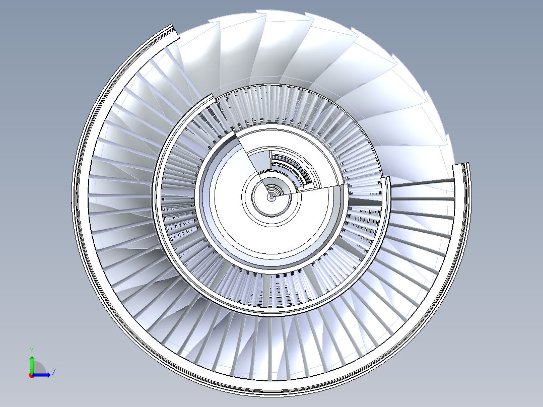 涡扇发动机测试3D模型左视图