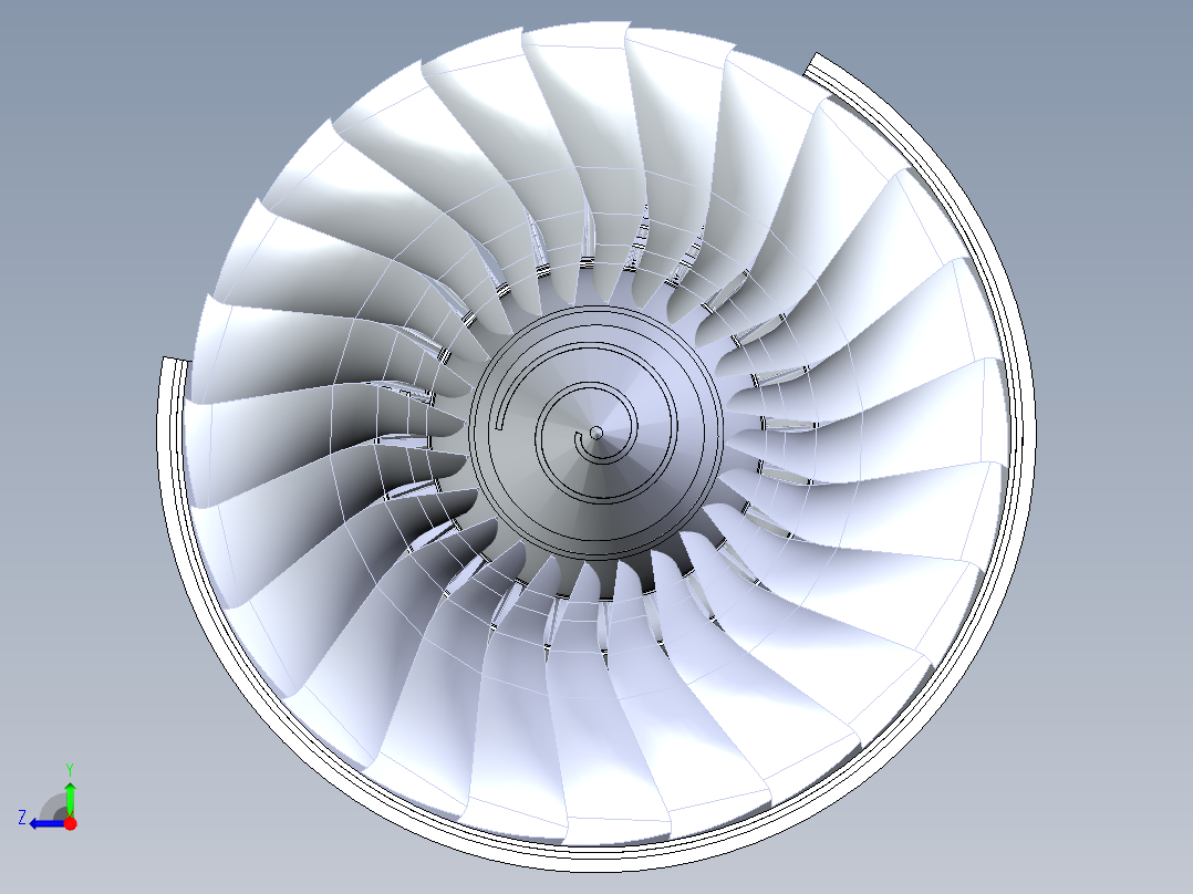 涡扇发动机测试3D模型右视图