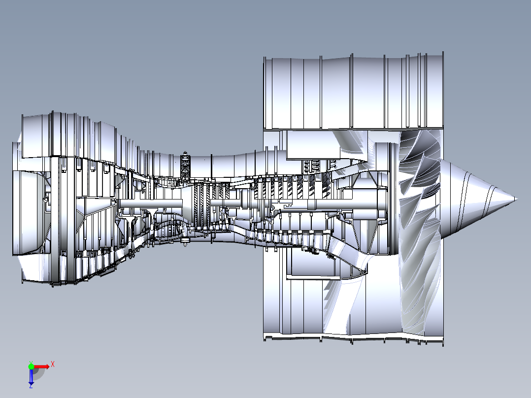 涡扇发动机测试3D模型俯视图