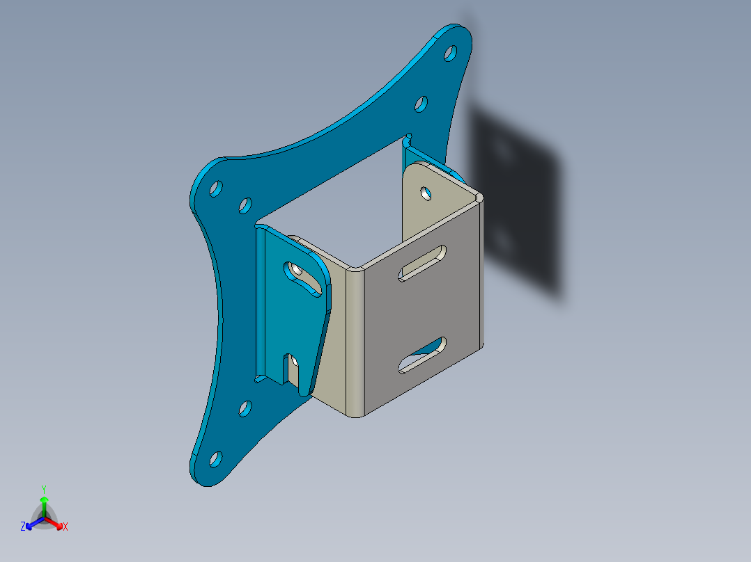 VESA 75 o 100 mm 支持最大 24 的显示器支架正等轴测图