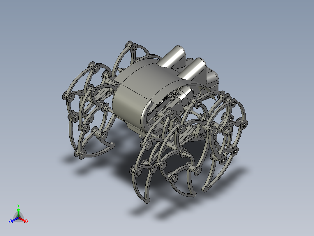 电控“风力仿生兽”玩具爬行机器人正等轴测图