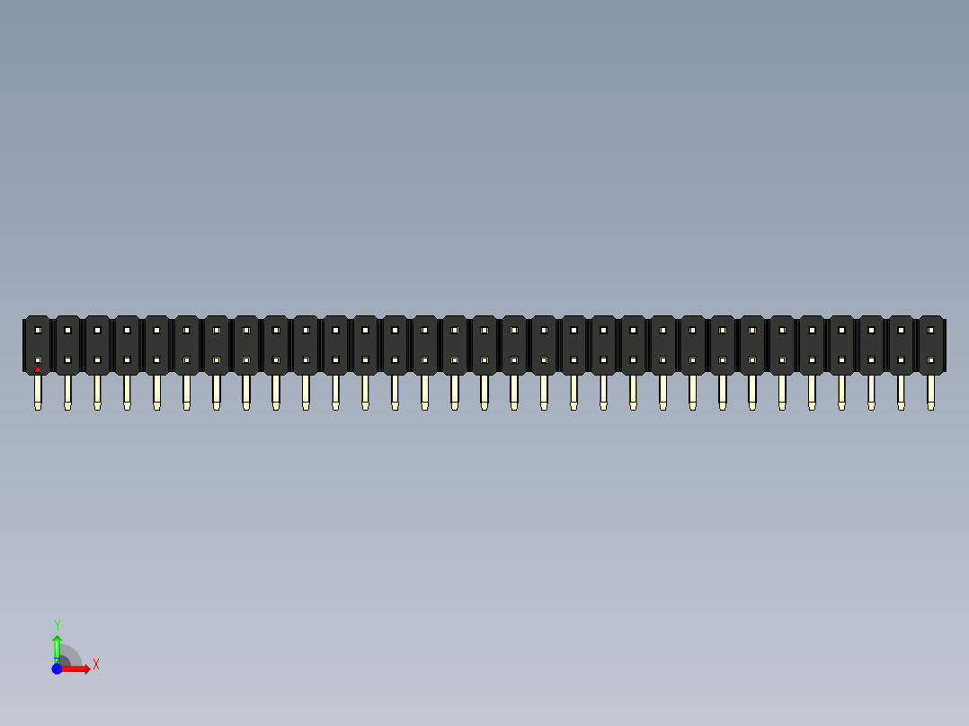 彩色公排针 100mil 2.54mm 系列-DS1022_black_2x31p_100mil_TypeD_rev1.0前视图