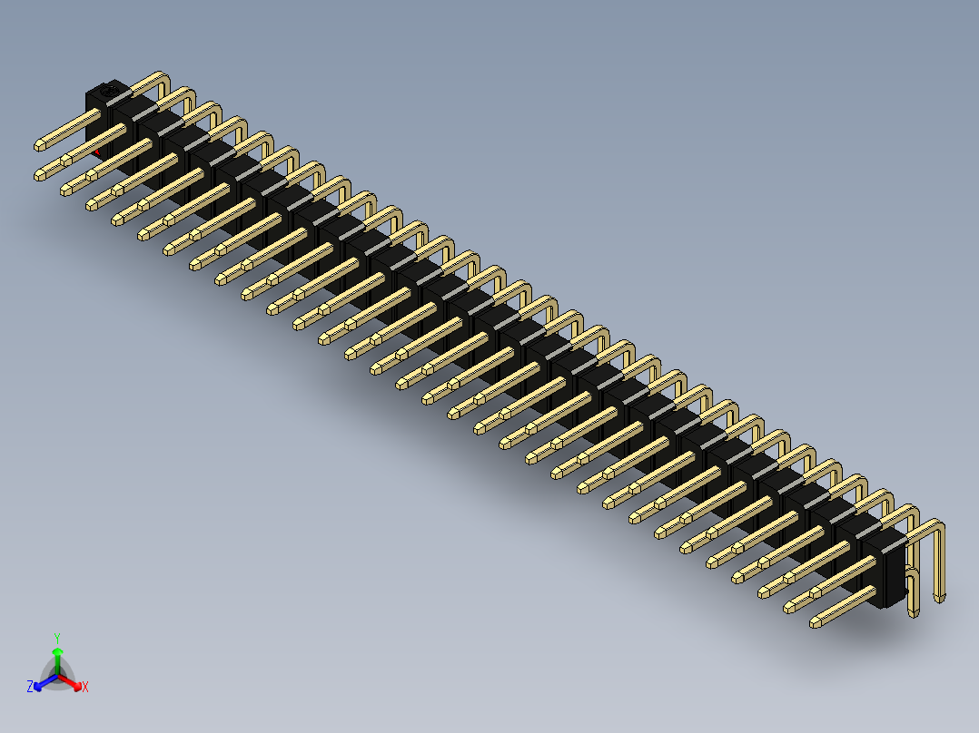 彩色公排针 100mil 2.54mm 系列-DS1022_black_2x31p_100mil_TypeD_rev1.0正等轴测图