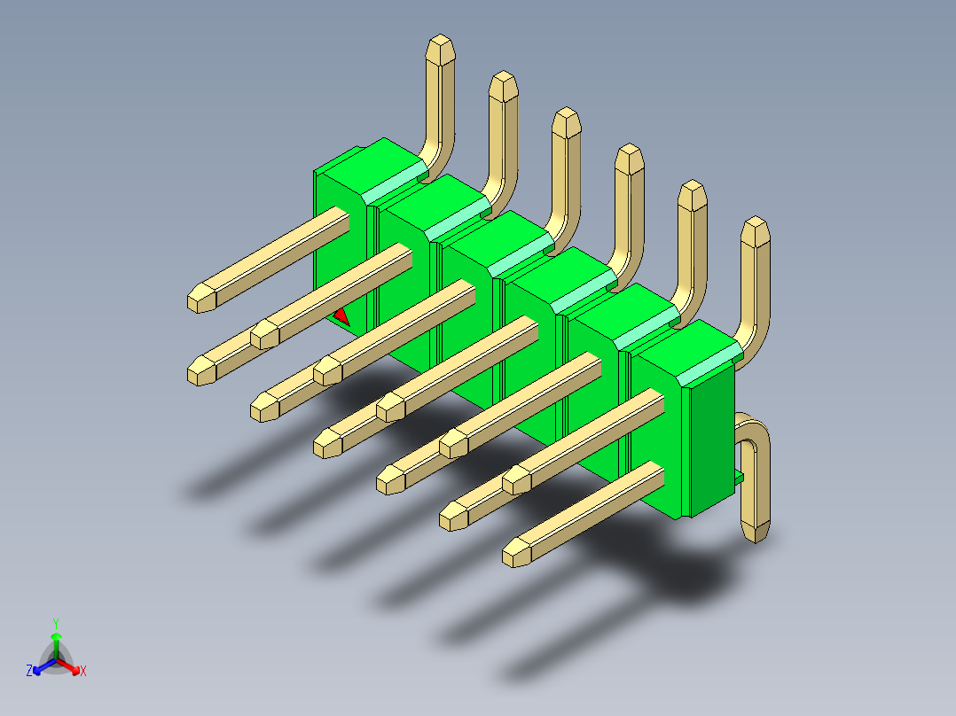 彩色公排针 100mil 2.54mm 系列-DS1022_green_12p_100mil_TypeSMT_rev1.0