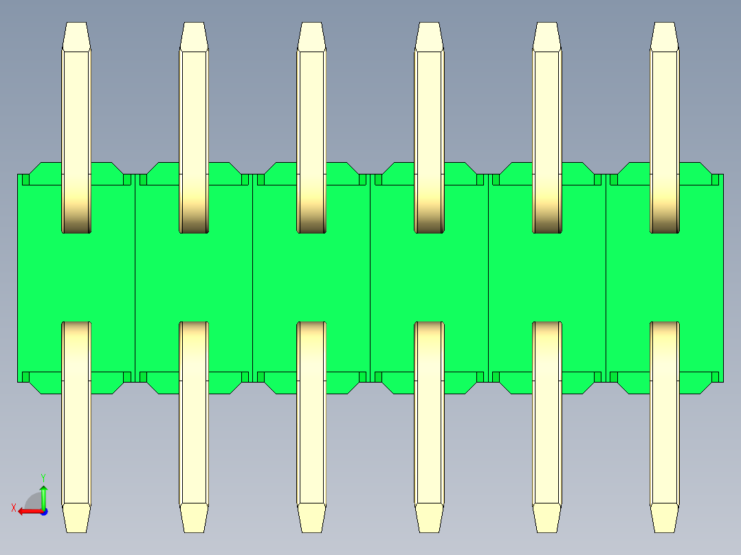 彩色公排针 100mil 2.54mm 系列-DS1022_green_12p_100mil_TypeSMT_rev1.0后视图