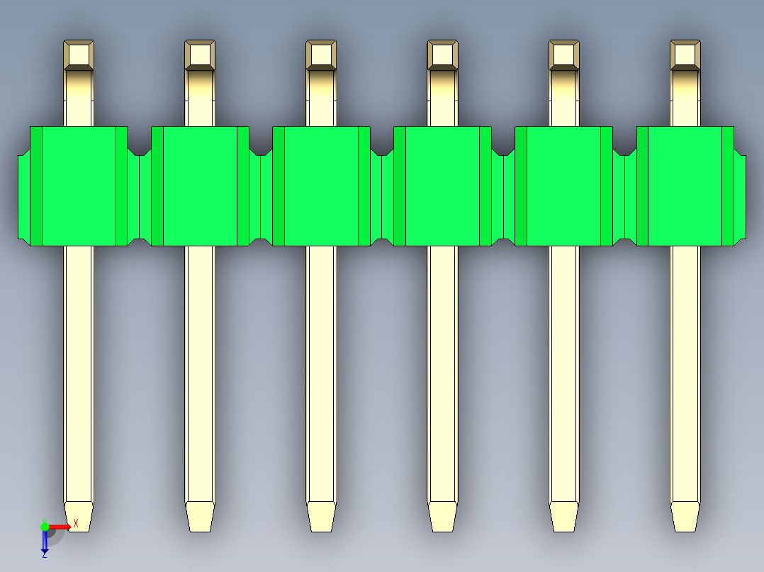 彩色公排针 100mil 2.54mm 系列-DS1022_green_12p_100mil_TypeSMT_rev1.0俯视图