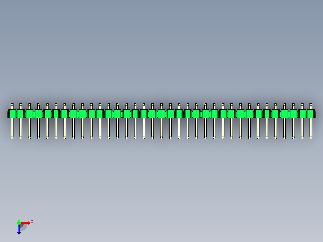 彩色公排针 100mil 2.54mm 系列-DS1022_green_70p_100mil_TypeSMT_rev1.0俯视图