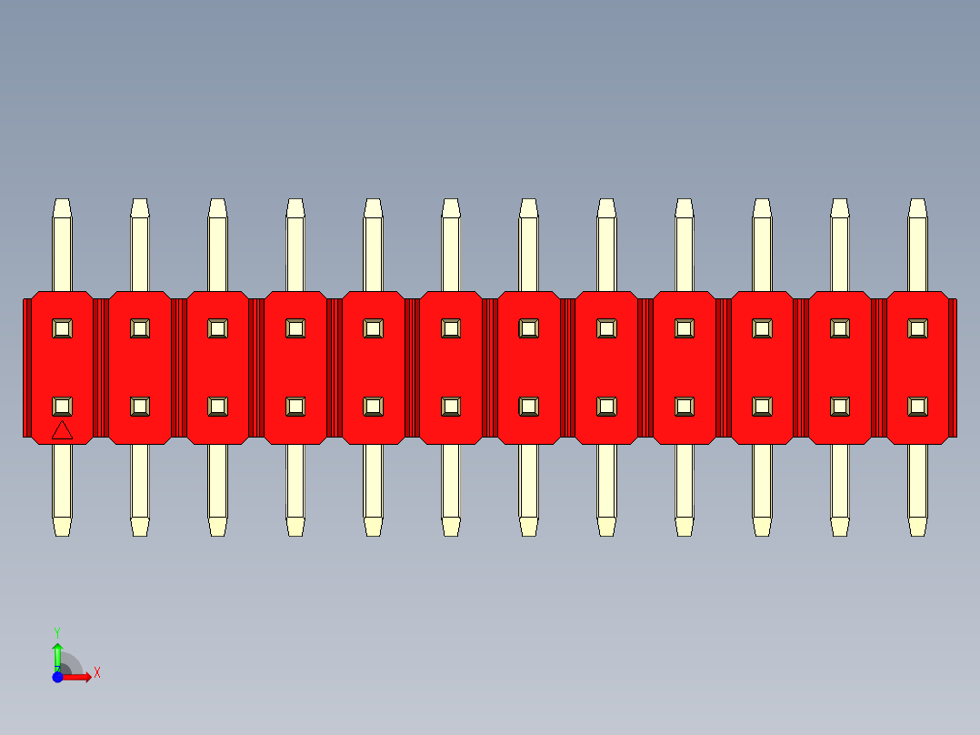 彩色公排针 100mil 2.54mm 系列-DS1022_red_24p_100mil_TypeSMT_rev1.0前视图