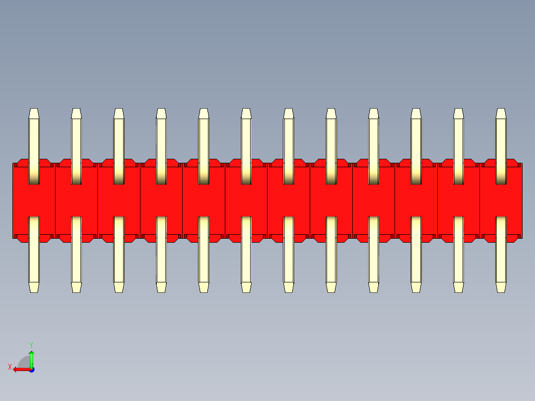 彩色公排针 100mil 2.54mm 系列-DS1022_red_24p_100mil_TypeSMT_rev1.0后视图