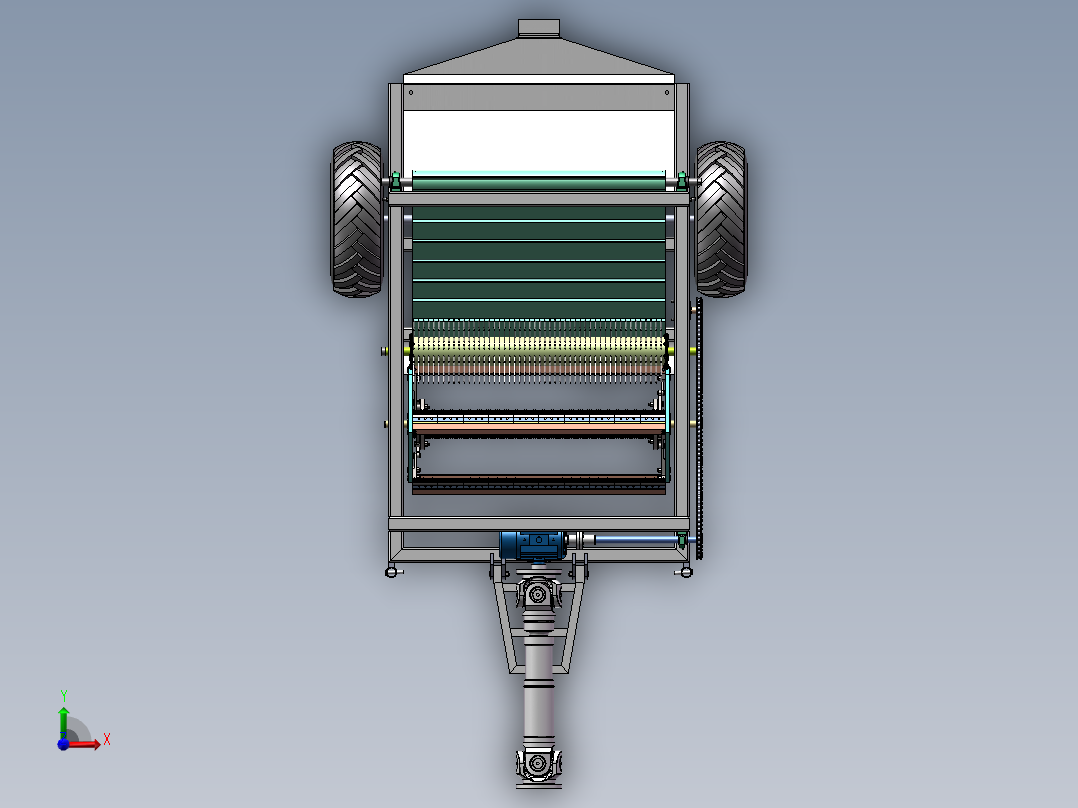 牵引式洋甘菊采收机前视图