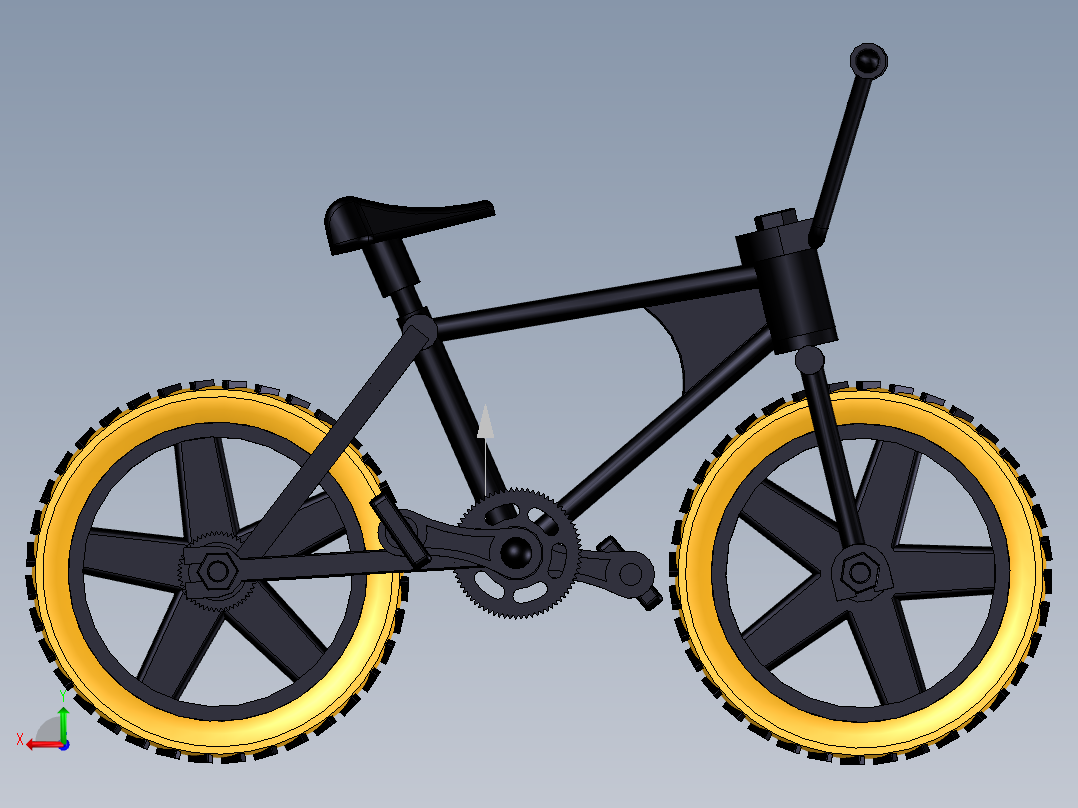 2---自行车STEP三维图纸模型设计图纸后视图