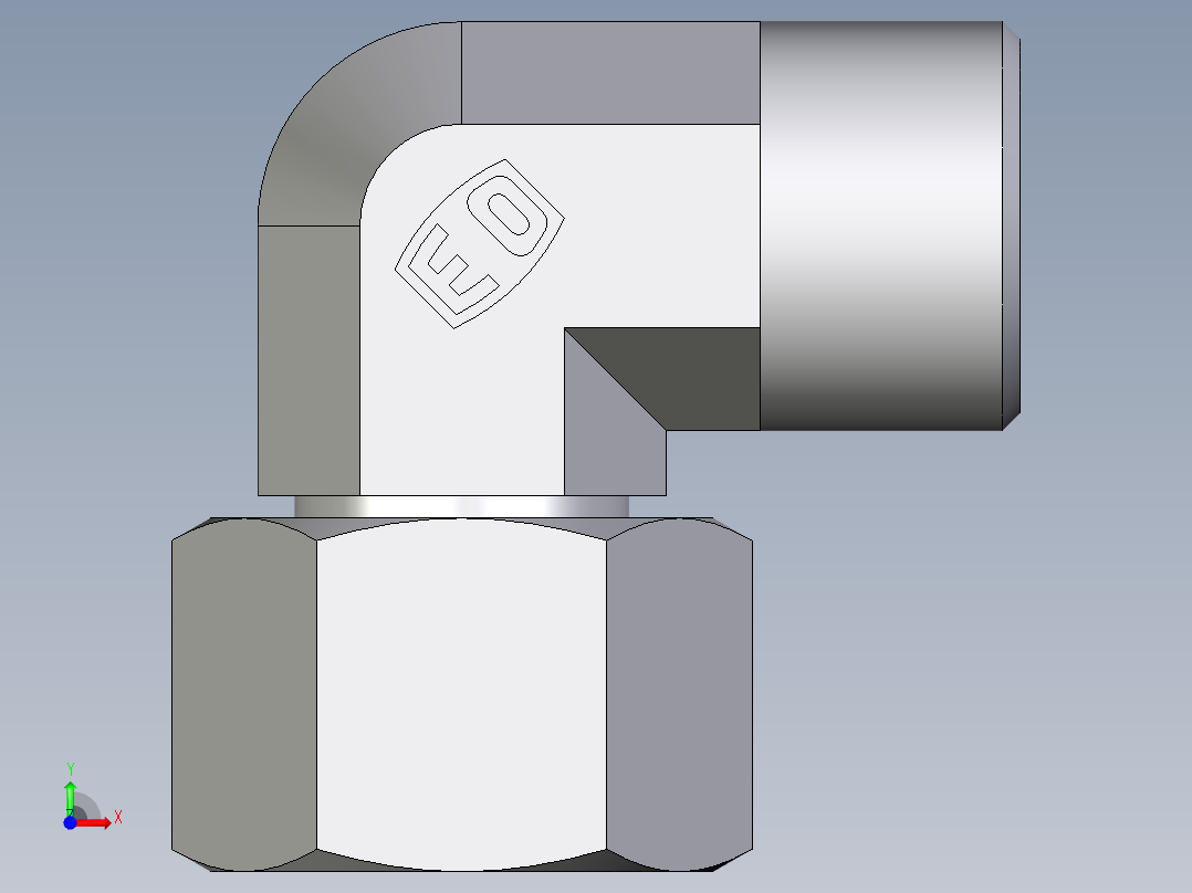 卡套式工业通用硬管接头EO_Swivel_nut_elbow_EW14SOMDCF前视图