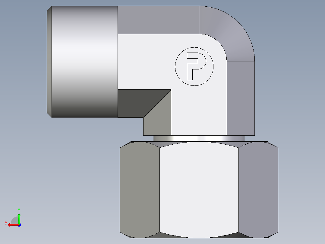 卡套式工业通用硬管接头EO_Swivel_nut_elbow_EW14SOMDCF后视图
