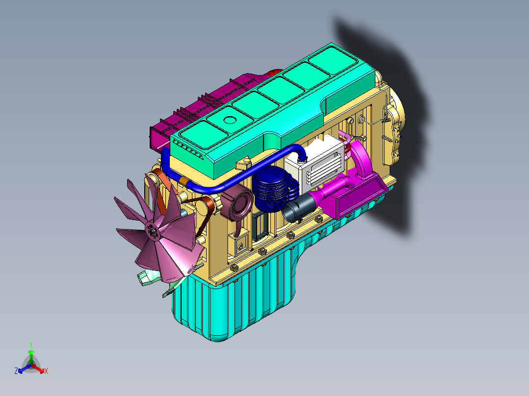 船舶和发电机组用柴油机正等轴测图