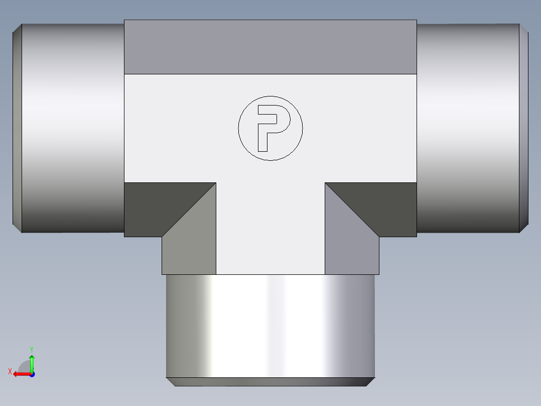 卡套式工业通用硬管接头EO_Union_tee_T20S71X后视图