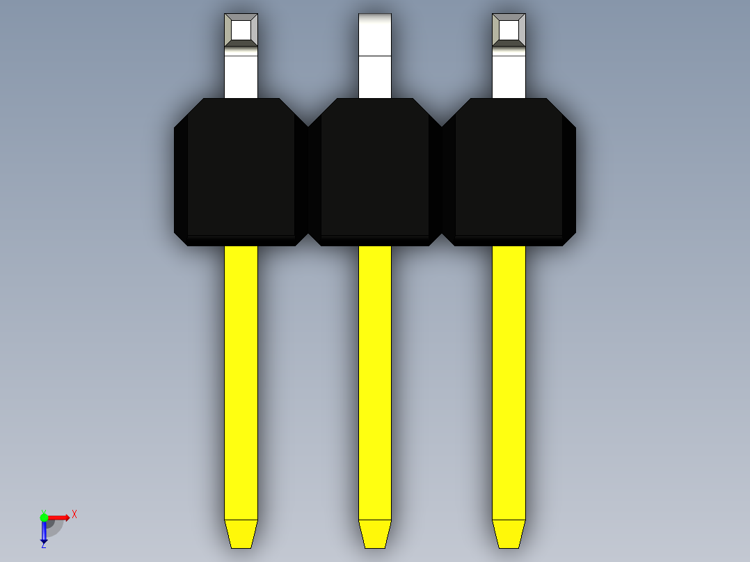引脚接头-引脚接头-接头-连接器SMD间距2.54毫米，用于回流焊的印刷电路板上俯视图